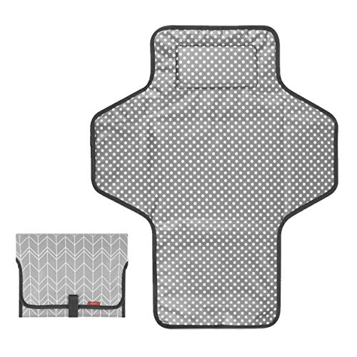 Portable Baby Changing Pad,Waterproof Diaper Changing Pad,Built-in Baby Head Pillow,Baby Diapering Travel Mat Station forToddlers Infants & Newborns