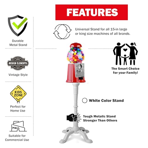 Image of Carousel Gumball Machine Stand - for King Large Classic 15 inch Candy Machines. | Compatible with Candery, King Carousel, Great Northern & most 15-inch Vintage candy machine - Replacement Part - Color White