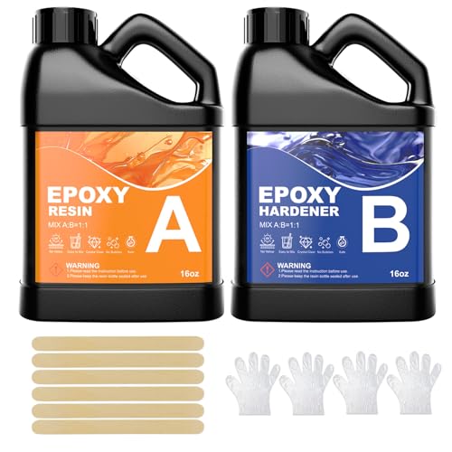 KOPOZA Resina Epoxy Transparente y Endurecedor, 948ml / 32oz Resina epoxi transparente, proporción 1:1 Recubrimiento de resina epoxi cristalina para joyas, moldes, mesas, creaciones artísticas