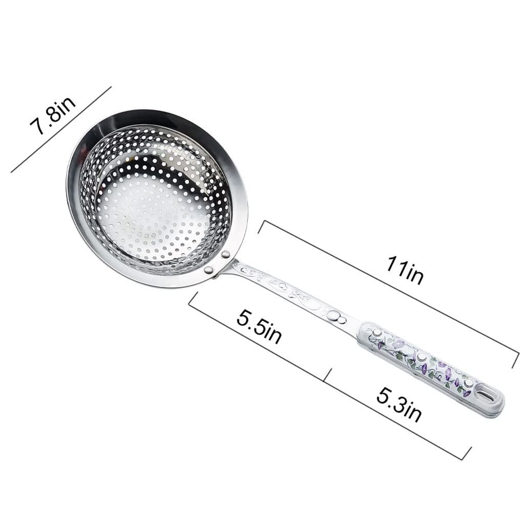 Colador De Malla Fina De Acero Inoxidable, Espumadera De Cocina con Mango De Flor, Colador para Pasta, Olla Caliente, Herramienta De Cocina, Embudo,A