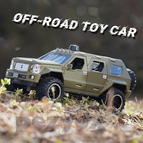 Image of 1 /24 Big G Patton Toy Car Metal Pull Back Diecast Car with Openable Door and Sound Light, Gifts Toys for Kids (Army Green)