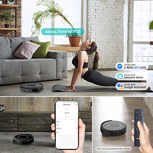 AIRROBO Robot aspirateur, aspiration 2600 Pa, super fin, connexion Wi-Fi, contrôle à distance, app, Alexa et Google Home, idéal pour les poils de animaux, sols durs, tapis à poils courts (P10) - Image 6