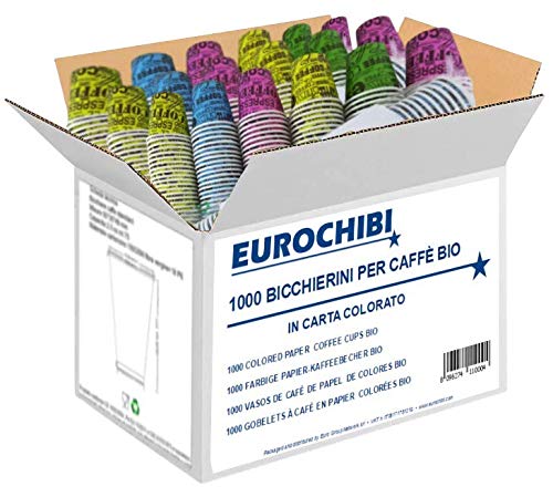 EUROCHIBI® 1000 BICCHIERINI PER CAFFÈ BIO IN CARTA COLORATO, 75ml