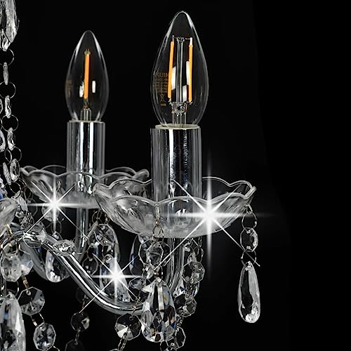 Lampe de plafond salon lustre avec perles de cristal argenté
