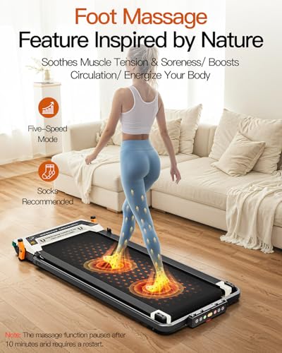 Image of FUNRAY Versatile Walking Pad Treadmill with Incline - Dual-Sided Under Desk Treadmill with Foot Massage,2 in 1 Walking Pad for Home /Office, Portable Compact Treadmills with 330LBS Weight Capacity