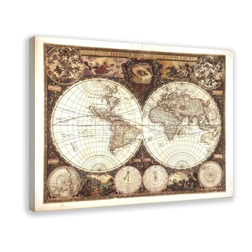 Carte du monde 1660 De Wit pour habiller un petit mur vide avec style