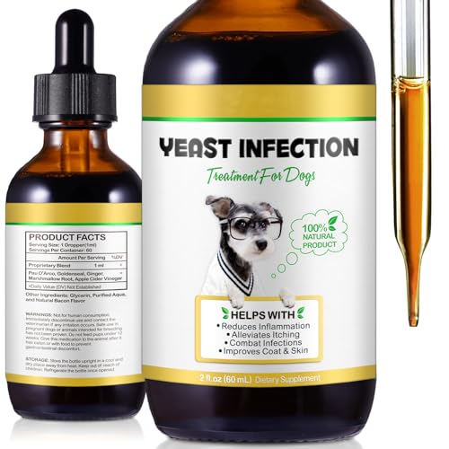 FANGCUN Yeast Infection Treatment for Dogs - Natural Support Drops for Dog Itch Relief, Ear Infection, Allergy & Inflammation Relief, Dog Yeast Infection Treatment (2 Fl Oz)
