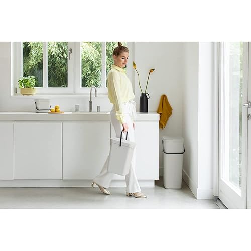 Miniatura 123 de Brabantia Sort & Go - Bote de basura para alimentos (1.6 galones/verde abeto) Pequeño organizador de abono de cocina con asa y tapa extraíble, fácil