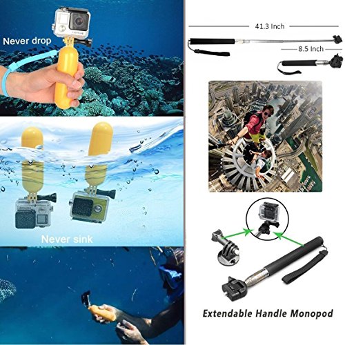 Image of Action Pro Accessories Kit Compatible with GoPro-13 /12 /11 /10 /9 /8 /7 /6 /5 /4 /3+ Session Accessory Bundle Set for Action Camera SJ4000 /SJ5000 /SJ6 Xiaomi Yi