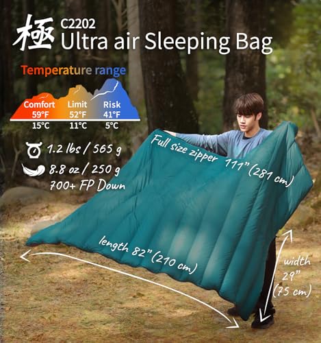 Litume Ultra Compact Bolsa de Dormir de Plumón, 700 Fill Power, Ligera y Compacta para 3 Temporadas, Combinable Doble para Mochilero, Camping y Senderismo miniatura 2
