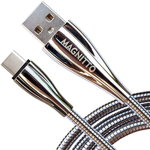 MAGNITTO USB Type C Cable, Metal Braided Cord, Fast Type-C Charger Premium Durable USB-A to USB-C Charging Cable for Samsung Galaxy S21 S20+ S10 S9 S8 Plus A51 Note 9 8 PS5 Controller LG Google Pixel