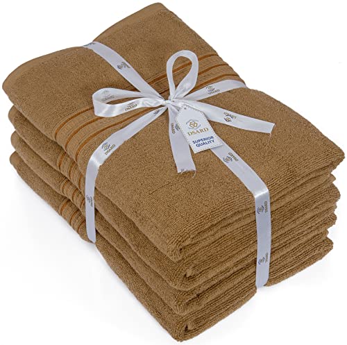 Dsard Bathroom Towels Set Of 4,100% Pure Cotton Towels For Bathroom, 600 Gsm Towels Set, 27X54 Soft & Absorbent, Premium Luxurious Bath Towels Brown Gold #TOP3