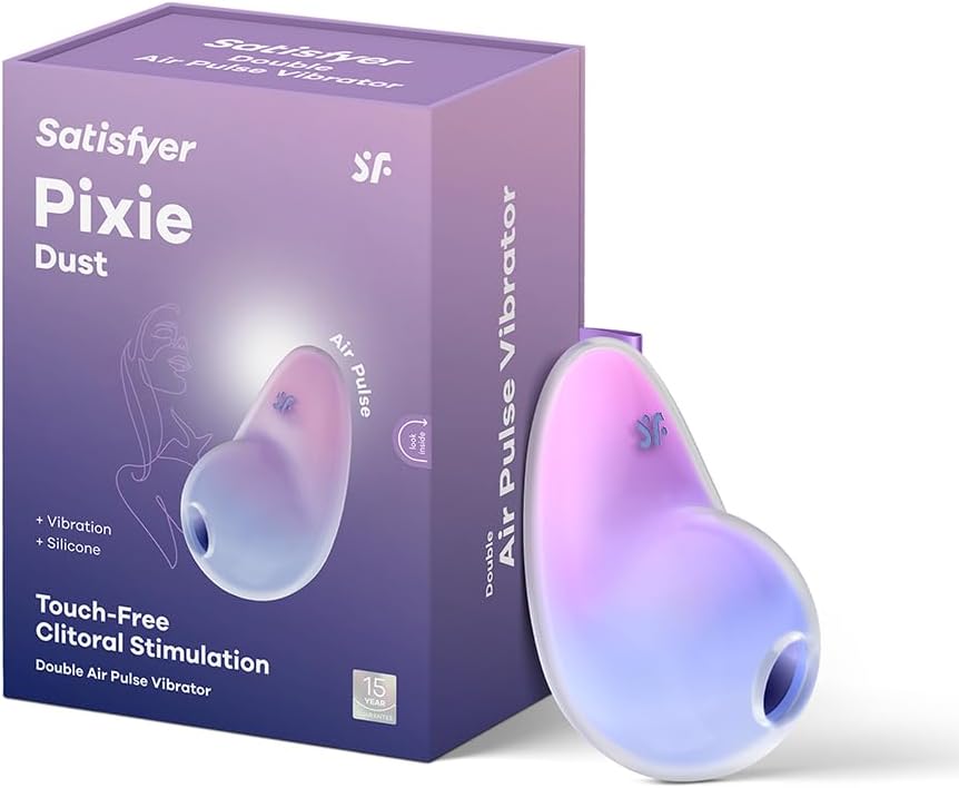 Pixie Dust Clitoral Vibrator | Air Pulse Technology Stimulation | 2 Motor Adult Sex-Toy | 11 Pressure Wave Patterns | 12 Vibration Programs | Waterproof (IPX7)