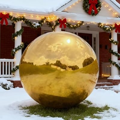 Gold Inflatable Mirror Ball with Air Pump, Big Shinny Mirror Balls Reusable Large PVC Disco Ball Balloon for Large Event Decoration, Party, Concerts, Stage, Wedding Decor (1 Pcs, 19.7in)