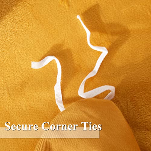 Ivellow Velvet Duvet Cover Set - Queen Size, Gold Velvet Comforter, 3 Pcs Ultra Soft, Breathable Solid Luxury Flannel Velour, Zipper Closure, Corner Tie