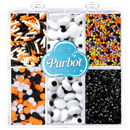 Image of Pearl Sprinkles for Cake Decorating, 4 Sizes Sugar 130g /4.6oz, Cupcake, Ice Cream, Donuts, Macaron Toppings Supplies (2mm, 4mm, 7mm, 1cm) (Halloween)