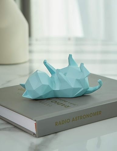 Miniatura 8 de HAUCOZE Estatua de escultura de gato, 5 piezas, figuras geométricas, decoración de arte moderno, poliresina