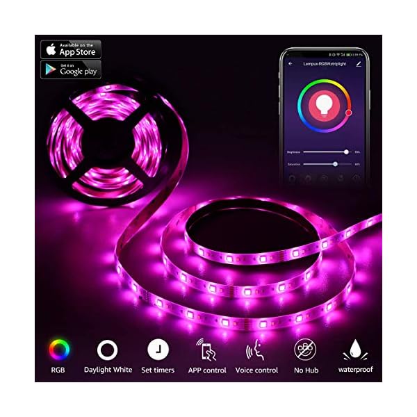 LE LED Strip 5M, Alexa RGBW LED Streifen mit Musik, IP65 Smart LED Leiste, [nur 2.4GHz] WiFi Hell 5050 LED Band… – Bild 6
