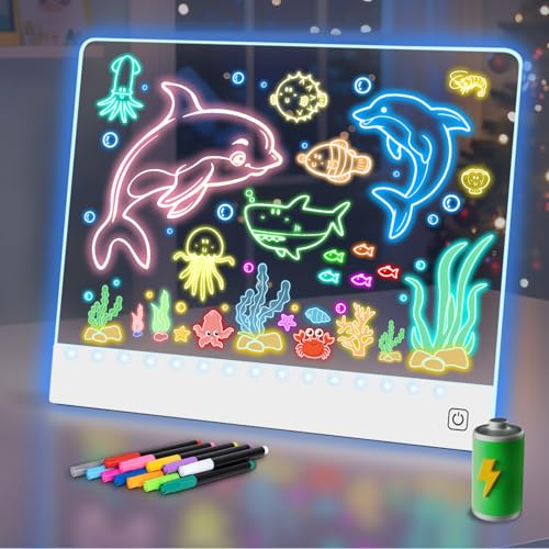 16" Led Drawing Board for Kids Rechargeable, Portable Doodle Glow