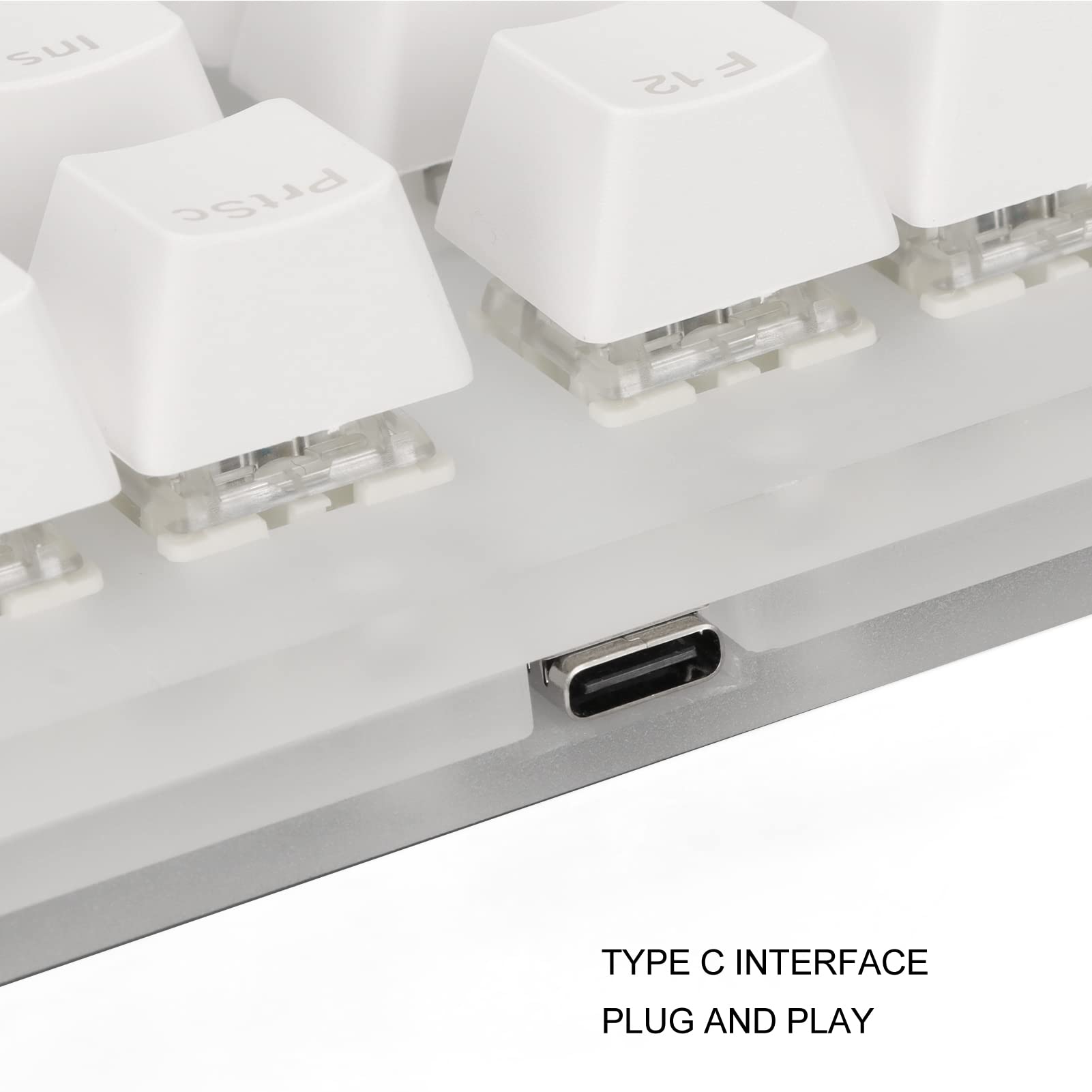 87 Klawiszy Klawiatura, 87 Klawiszy RGB Podświetlany Szklany Panel Mechaniczna Klawiatura do Gier, Typ C Przewodowa USB3.1 Półprzezroczysta Podstawa Komputerowa USB Klawiatura do Gier na PC (Niebieski przełącznik)