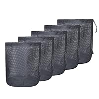 iBasingo Schwarze Netztasche Nylonsack Robuste Kordelzug-Netzbeutel Kleiner Reisestapelsack Mesh Storage Ditty Bag für Kosmetik Duschgel Flaschentopf Tennis Golfball Outdoor Tools 5 Stück/Los BVP08