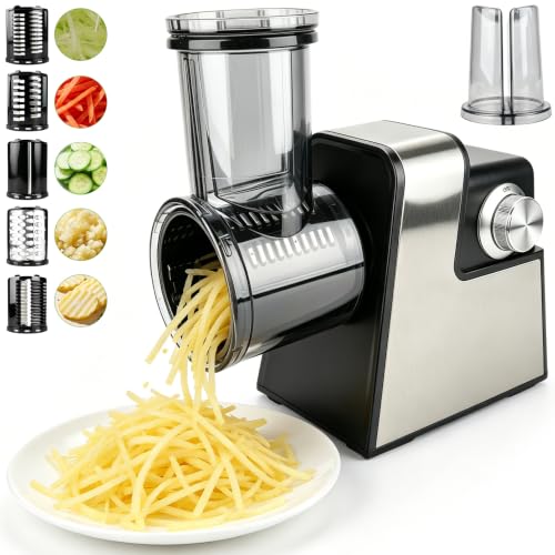 Rallador Electrico,Rallador de Queso,Cortador Verduras Electrico 5cuchillas