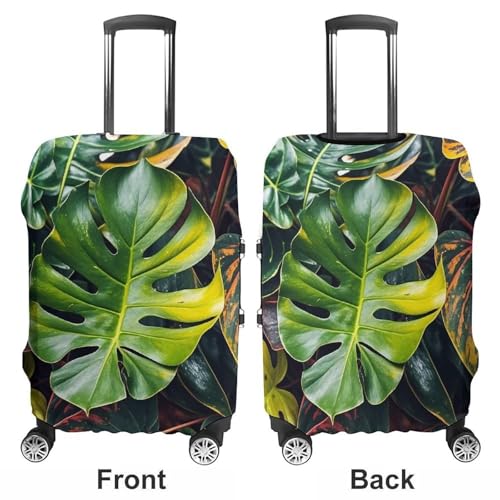 Colorful Tropical Leaves Pattern Printed Luggage Cover Protector, Fits 18-32 Inch Luggage3