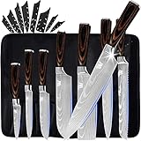 XYJ Stainless Steel Kitchen Knives Set 8 Piece Chef Knife Set with Carry Case Bag & Sheath Well...