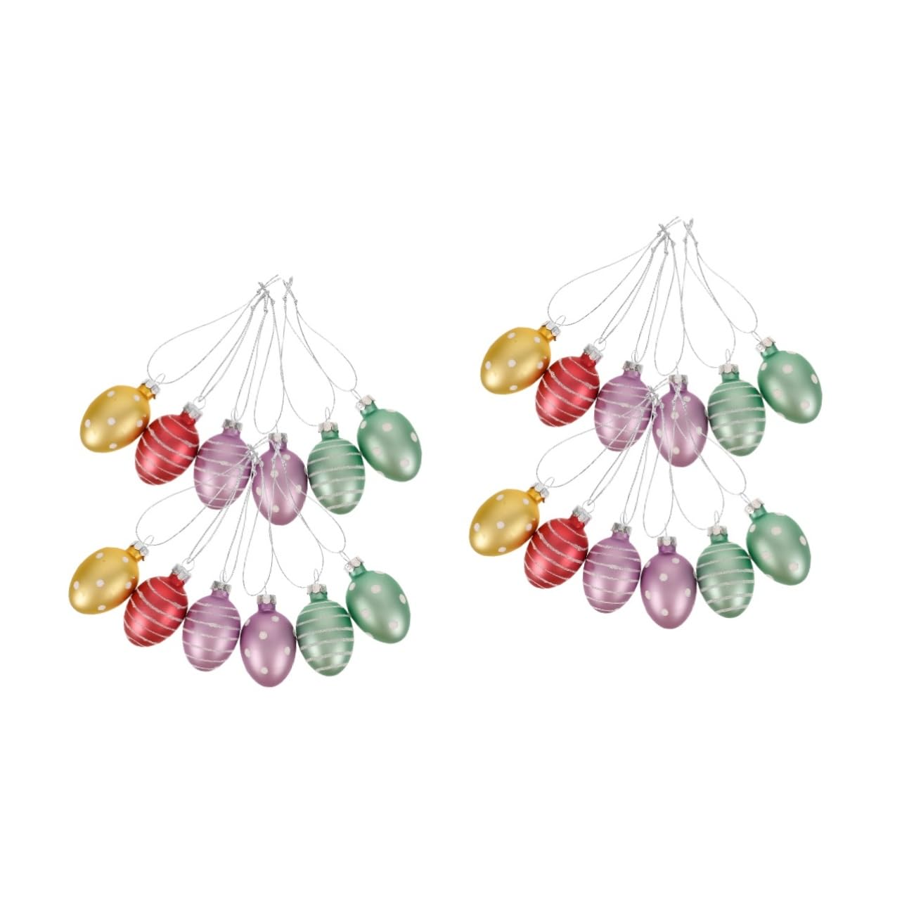 2 Sätze 2 Sets Glas Ei Anhänger Eiförmiger Baum Hängeschmuck Osterei Hängeornament Motto Dekoration Festival Themen Hänge Ei Ornamente Ostern 12 Stück * 2