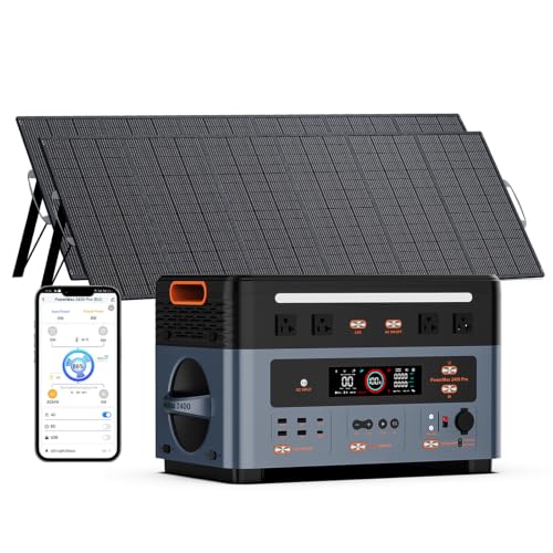 OSCAL PowerMax 2400 Pro generador solar, con panel solar de 2x500 W,2016 Wh LiFePO4, ampliable hasta 22 kWh, central eléctrica portátil 2400 W, para uso doméstico, camping,alimentación de emergencia