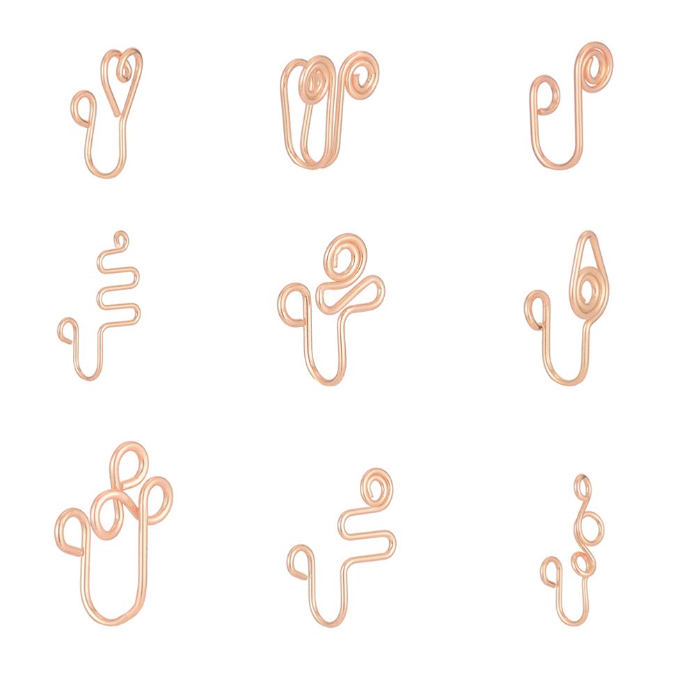 Anelli Al Naso Finti 9 Pezzi - Senza Piercing - Stili Farfalla E Fiore - Foto 3