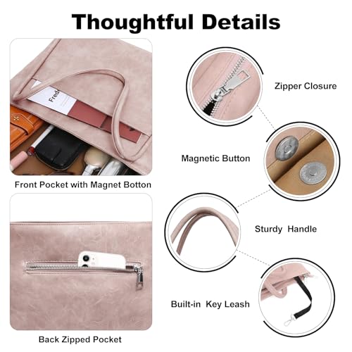 Image of Large Tote Bag for Women 16L Work Tote Purse with Zipper Vegan Leather Ladies Handbags