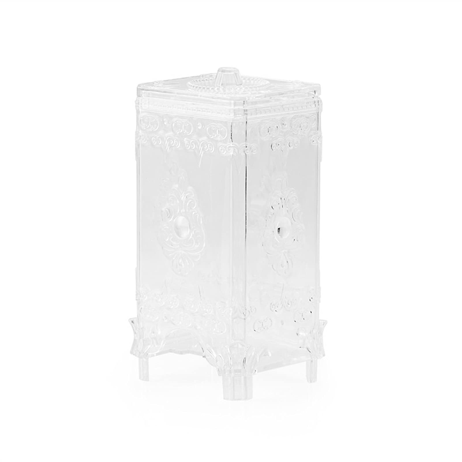 HDBCYUAZ 1pcs Desktop Cotton Pad Storage Box Plastic Transparent Creative European Cosmetics(B)
