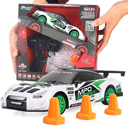 Image of Liberty Imports RC Drift Car 1 /24 2.4GHz 4WD Remote Control Sport Racing On-Road Vehicle with LED Light, Batteries and Drift Tires (Style 2), Multicolor