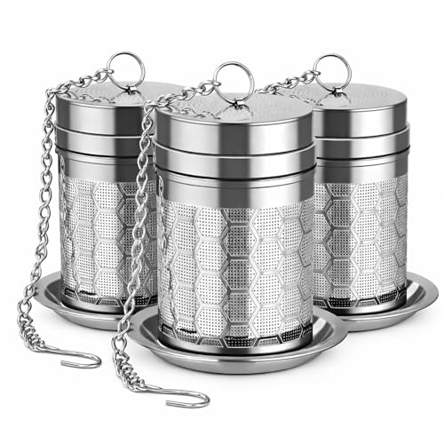 3 Pack Tea Infusers/Tea Strainers, Honeycomb Extra Fine Mesh, 304 Stainless Steel