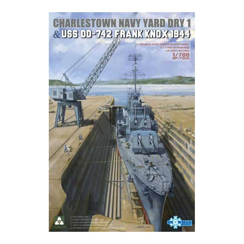 TAKOMModel Boat Charlestown Navy Yard Dry Dock 1 & USS Dd-742 Frank Knox 1944 (TKOSP-7058)