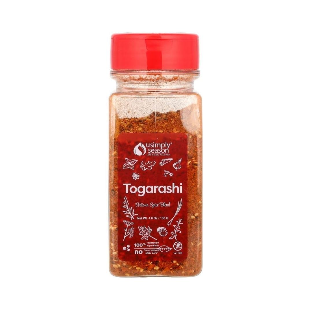 USimplySeason Togarashi Spice (4.8 oz) - Japanese-Inspired Flavor for Culinary Creations, Ideal for Seasoning, Marinades, Rubs - No Salt, Vegan, Non-GMO, Made in USA - One Bottle