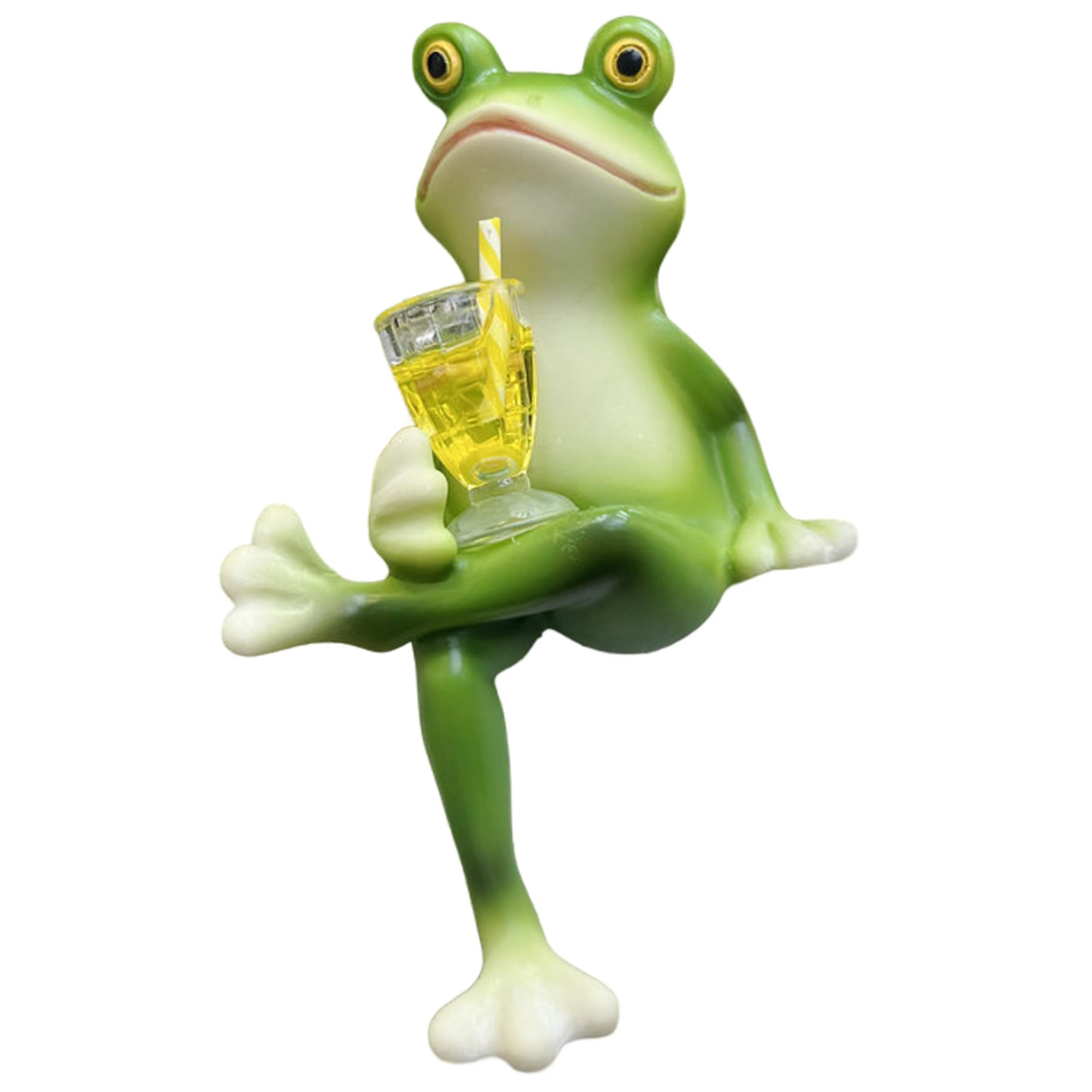 Hintyne Plant Ornament Plant Decorations, Funny Simulation Drinking Frog Planter, Statue Resin Hanging Frog Figurine Pot Decorations, Style 2