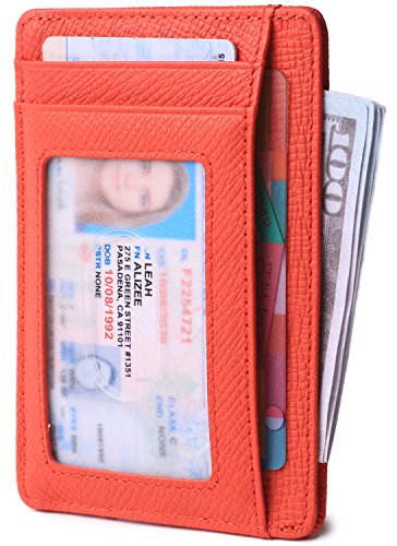 Borgasets Slim Wallet for Men Women Minimalist Thin Travel Front Pocket Genuine Leather Credit Card Holder with RFID Blocking2