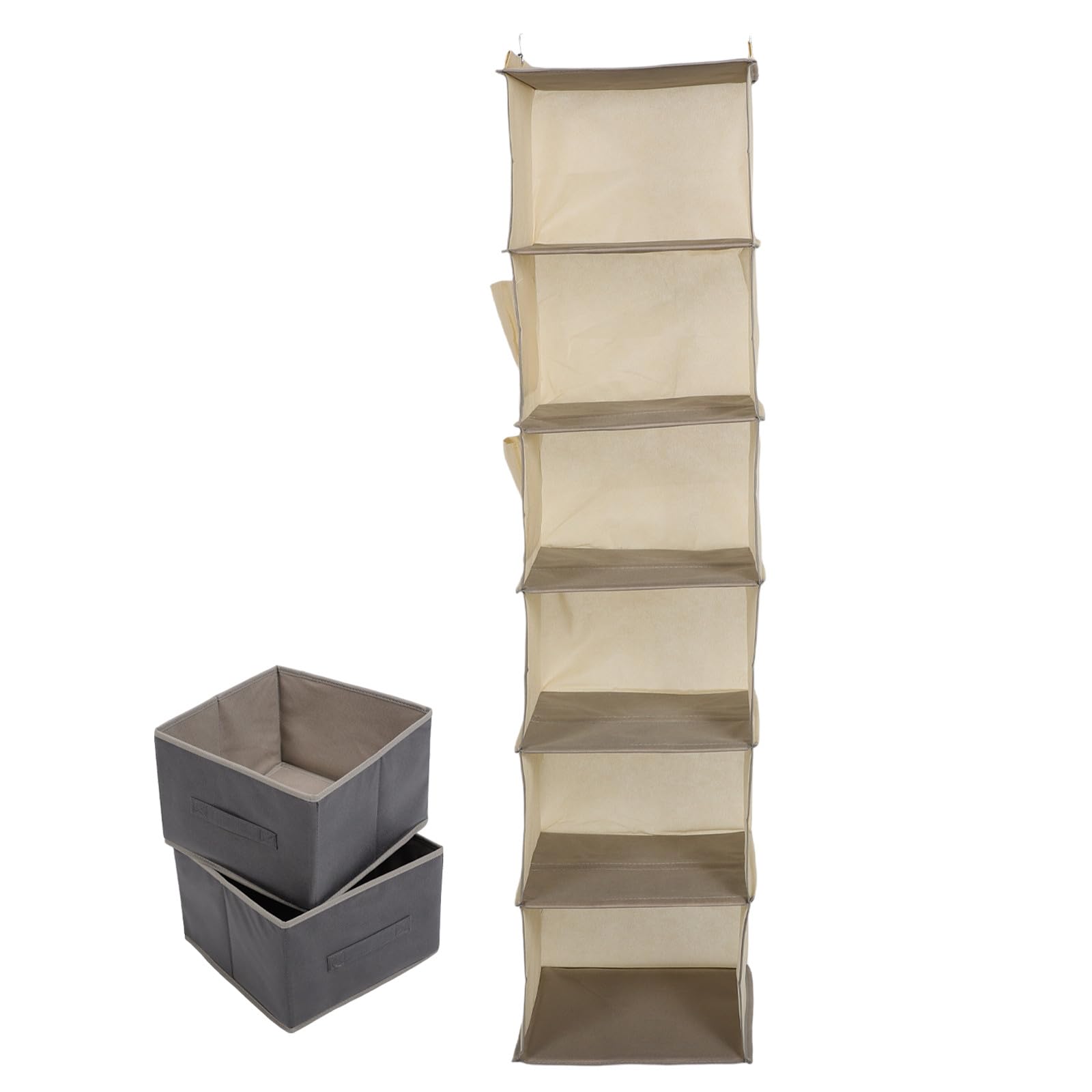 jojofuny Hängender und Stabiler Konstruktion Kleiderschrank Organizer aus Vliesstoff mit 6 Fächern Platzsparend Beige Mehrzweck Aufbewahrung für Schlafzimmer und Wohnheim