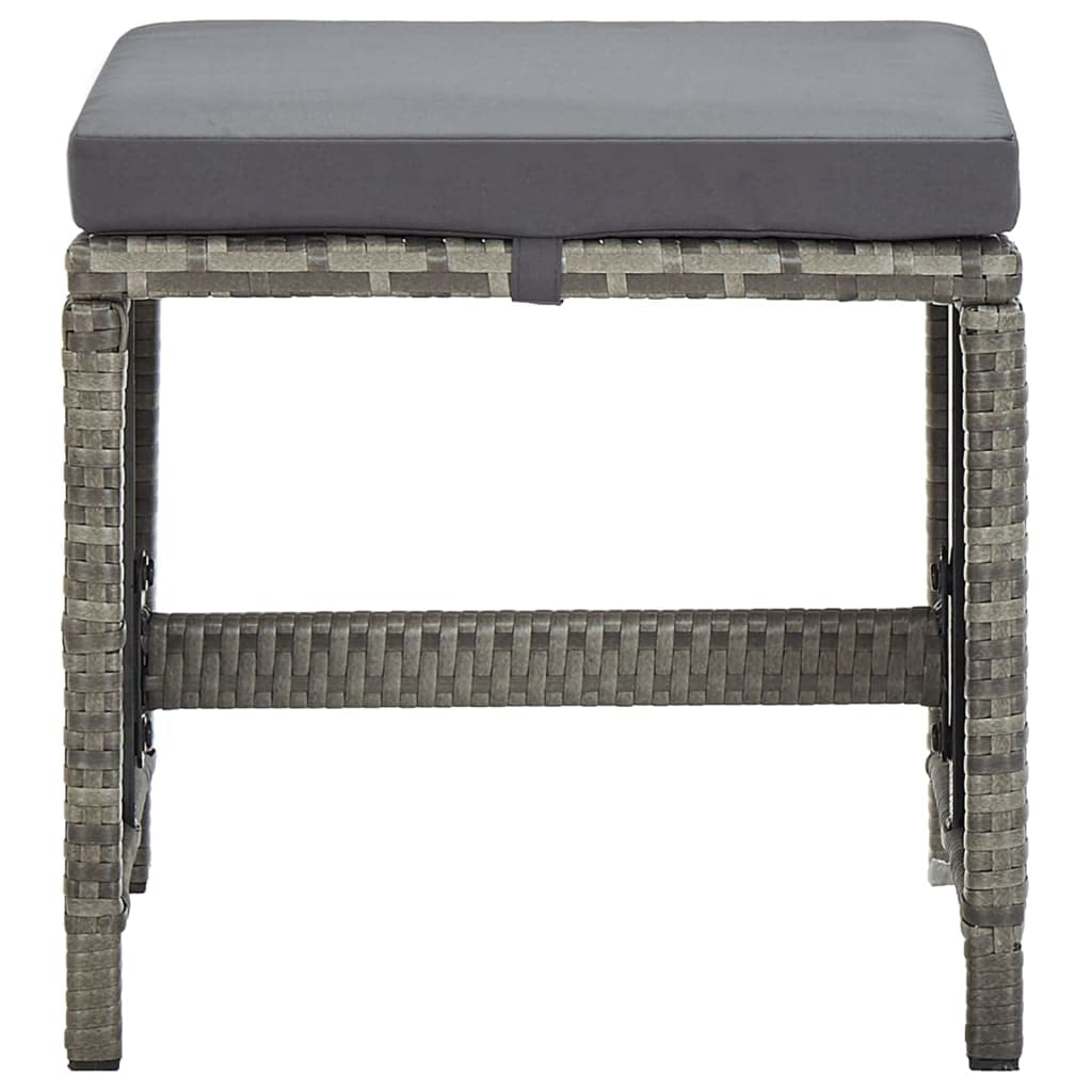 Set di 4 sgabelli da giardino con seduta in rattan sintetico, resistenti alle intemperie, impilabili, per terrazze, balconi, struttura in acciaio verniciato a polvere, 40,5 x 40,5 x 35 cm