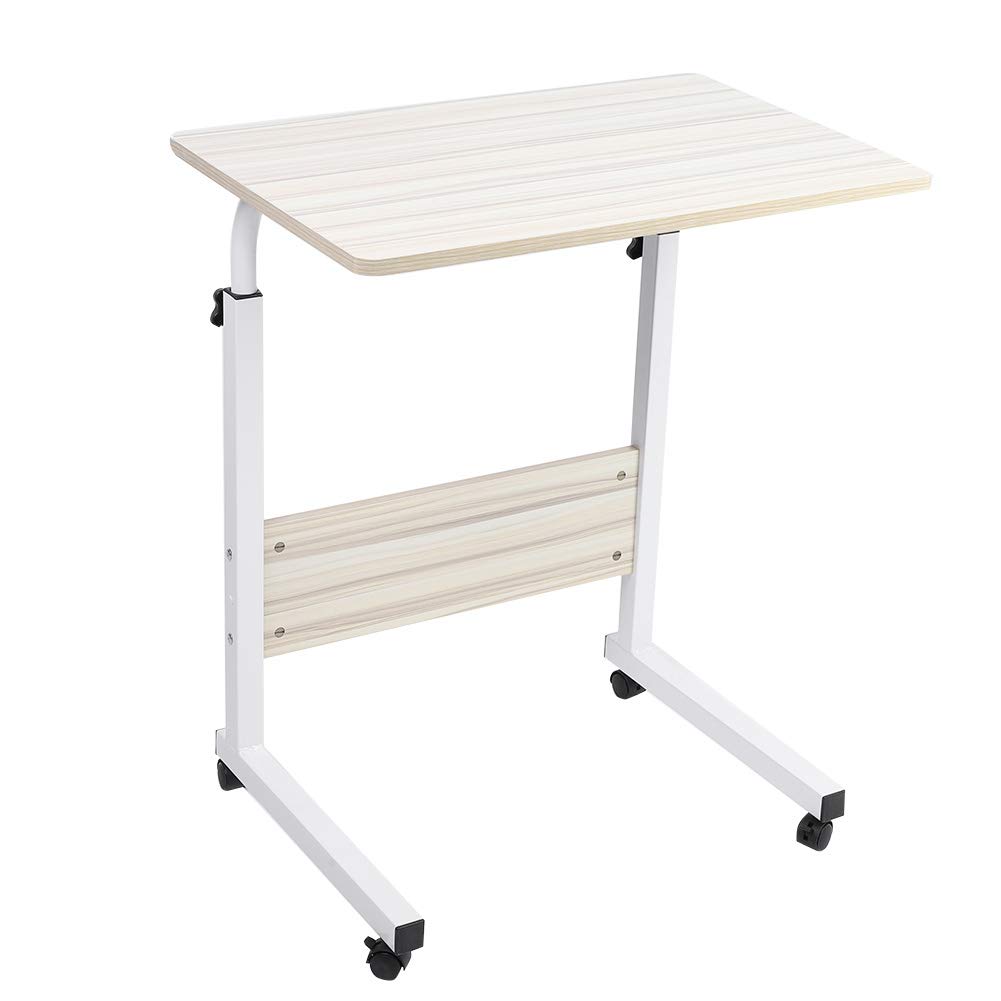 Generic Regulowane Biurko na Laptopa z Wytrzymałym Wspornikiem ze Stali Węglowej do Domowego Biura i do Użytku Przy łóżku. Wysokość 71,5–85 Cm (kolor białego dębu)