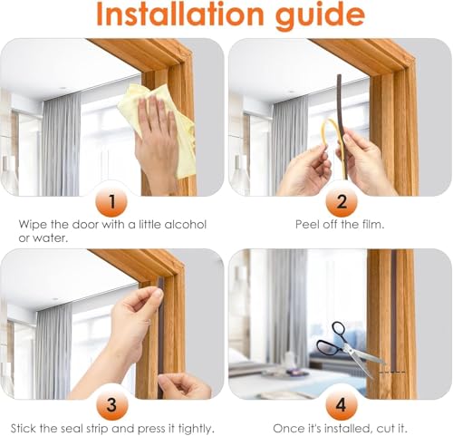 Image of Door Weather Strip Draught Excluder for Doors Self Adhesive Foam Draft Excluder for Windows Door Insulation Strip Weather Stripping Door Seal Strip, Epdm, Foam, Rubber (Brown)