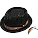 Men's Premium Straw Porkpie Fedora Hat (S/M, Black)