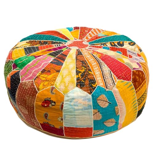 Mandala Life ART - Funda otomana para puf Bohemio de 60x20cm Redonda- puf de decoración de Lujo para meditación, Yoga y Zona de Asiento Boho Chic, Funda de Almohada de Suelo para Taburete