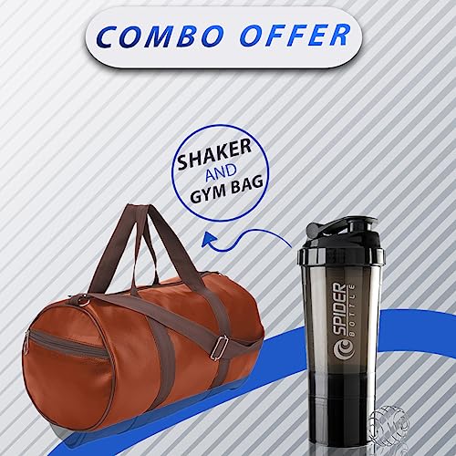 Image of Gym Bag Combo for Men ll Gym Bag Bottle Gym & Fitness Kit (TAN, Black)