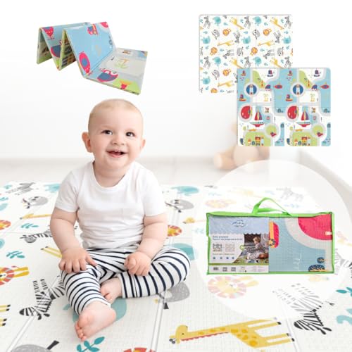 Eckhert Kids - Tapete de juego plegable para bebé - Doble vista - Con bolsa transportadora 180 x 150 cm PE - Dream Island...