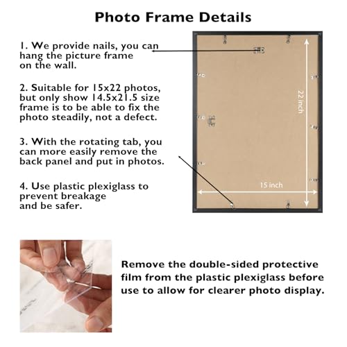 Image of JCJMY 15x22 Picture Frame for Poster Photo Picture, Horizontal and Vertical Formats for Wall Hanging, 15 x 22 Wall Gallery Poster Photo Frame for 15 by 22 Photos Posters, Black