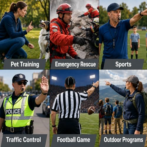 Image of SPORTIC Whistle,Durable Plastic Whistles with Lanyards - Loud Crisp Sound for Coaches, Referees, Training, Emergencies, and Outdoor Activities