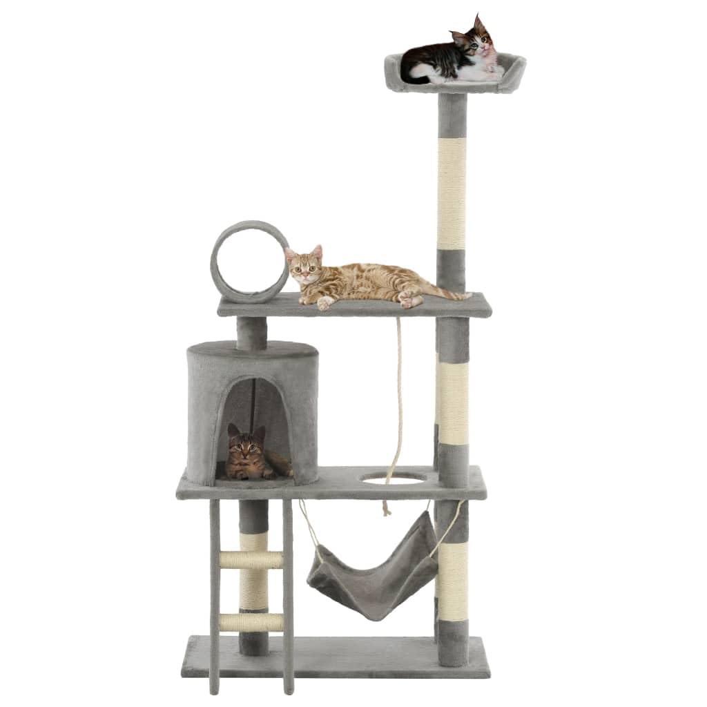 vidaXL Rascador para Gatos con Poste de Sisal 140 cm Gris Árbol Arañar Juguete